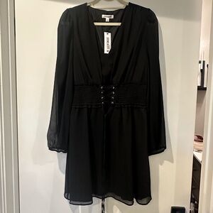 NWT Steve Madden Black Tie Up Midi Dress